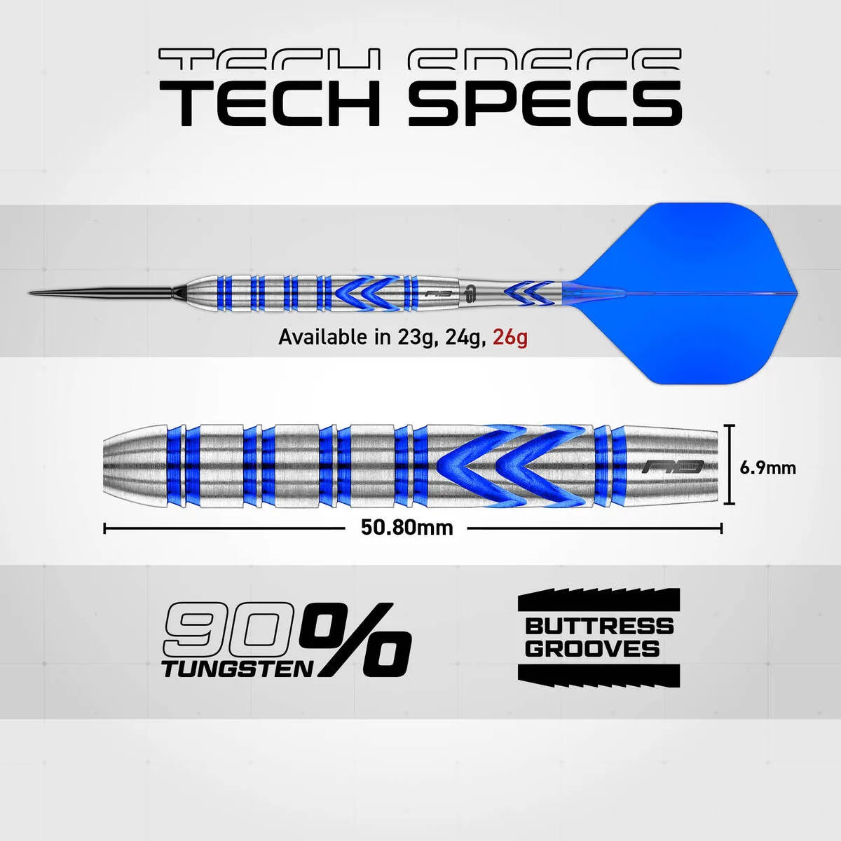 Red Dragon Gerwyn Price Blue Originals SP 90% Tungsten Steel Tip Darts - view 6
