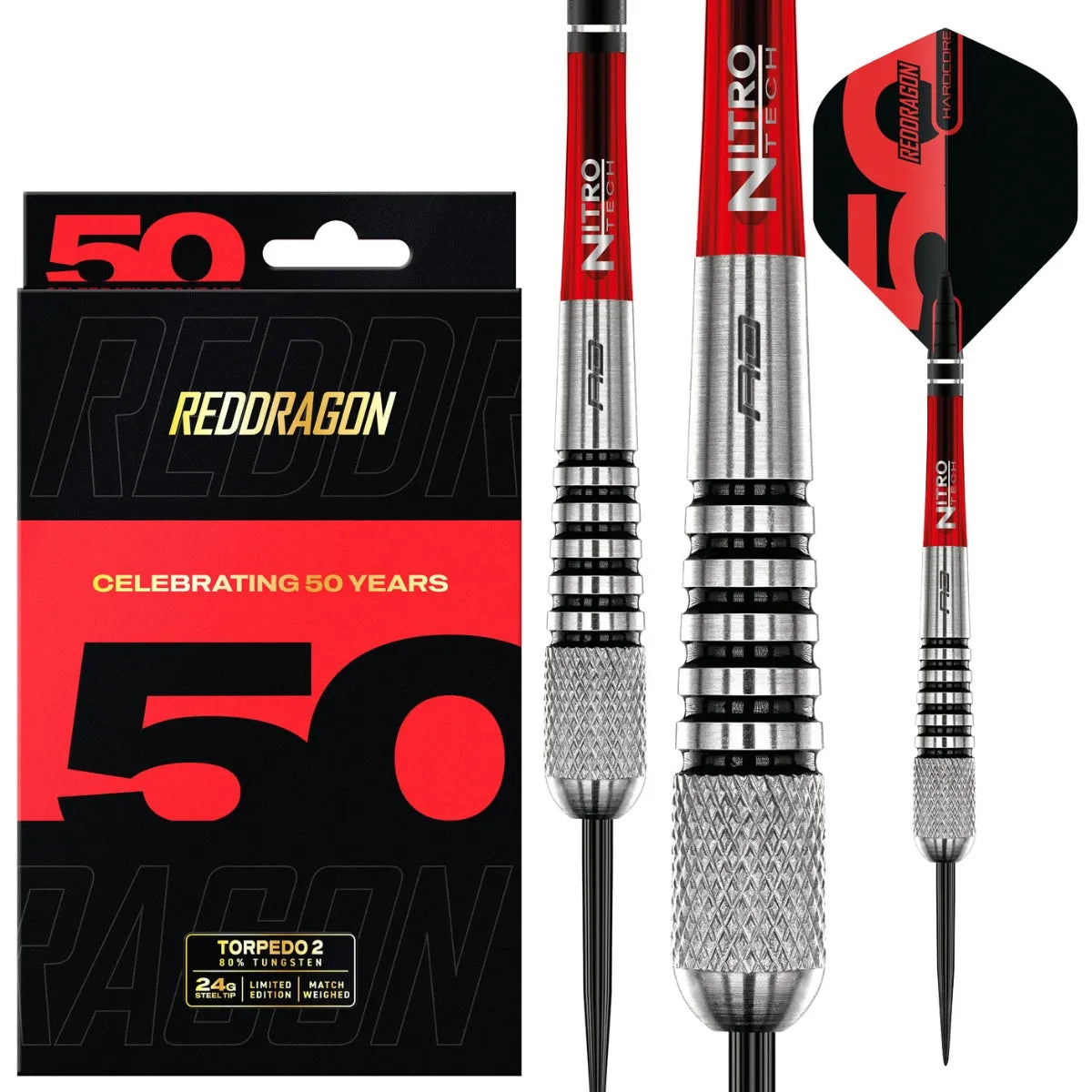 Red Dragon 50 Year Collection Torpedo 2 80% Tungsten Steel Tip Darts