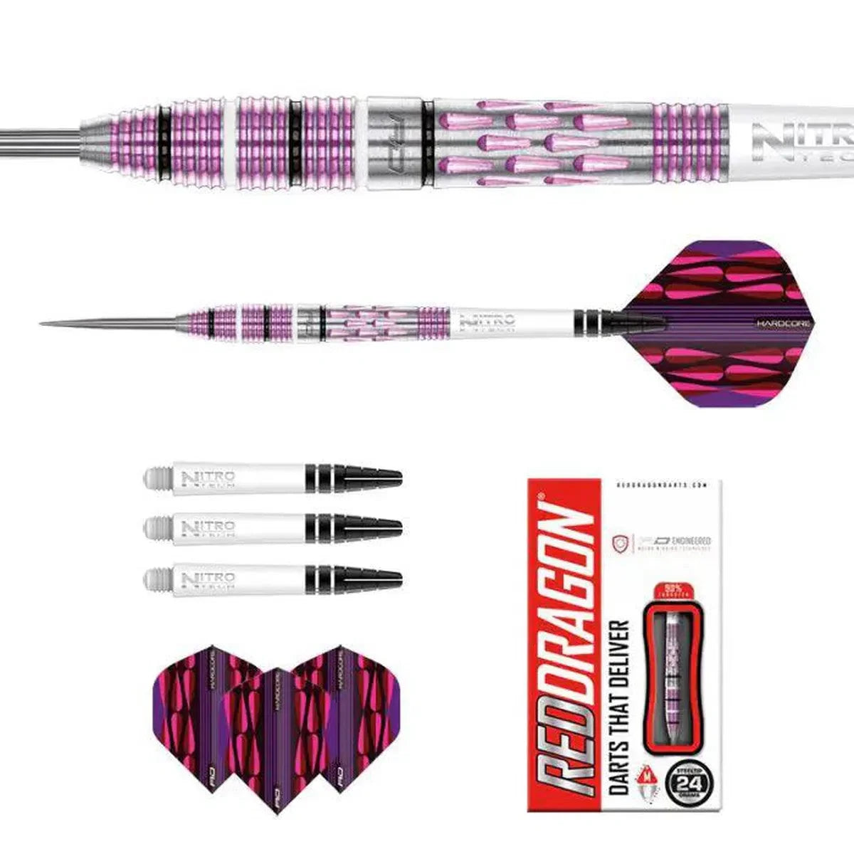 Red Dragon Artura Shocking Pink 90% Tungsten Steel Tip Darts - view 3