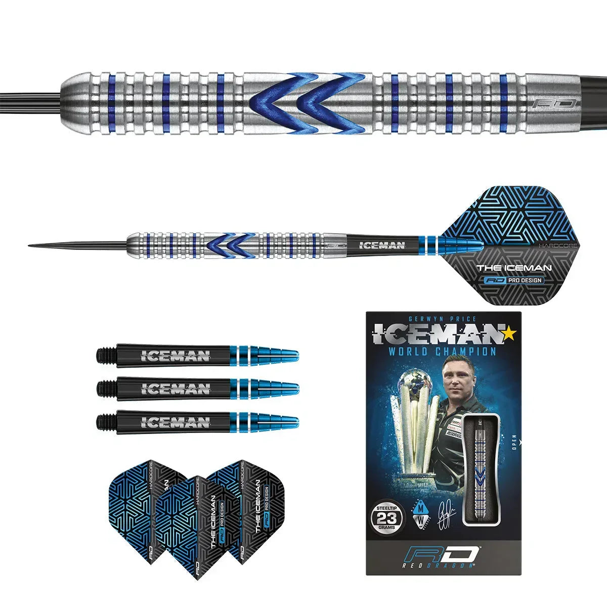 Red Dragon Gerwyn Price Iceman Midnight Edition 90% Tungsten Steel Tip Darts - view 3