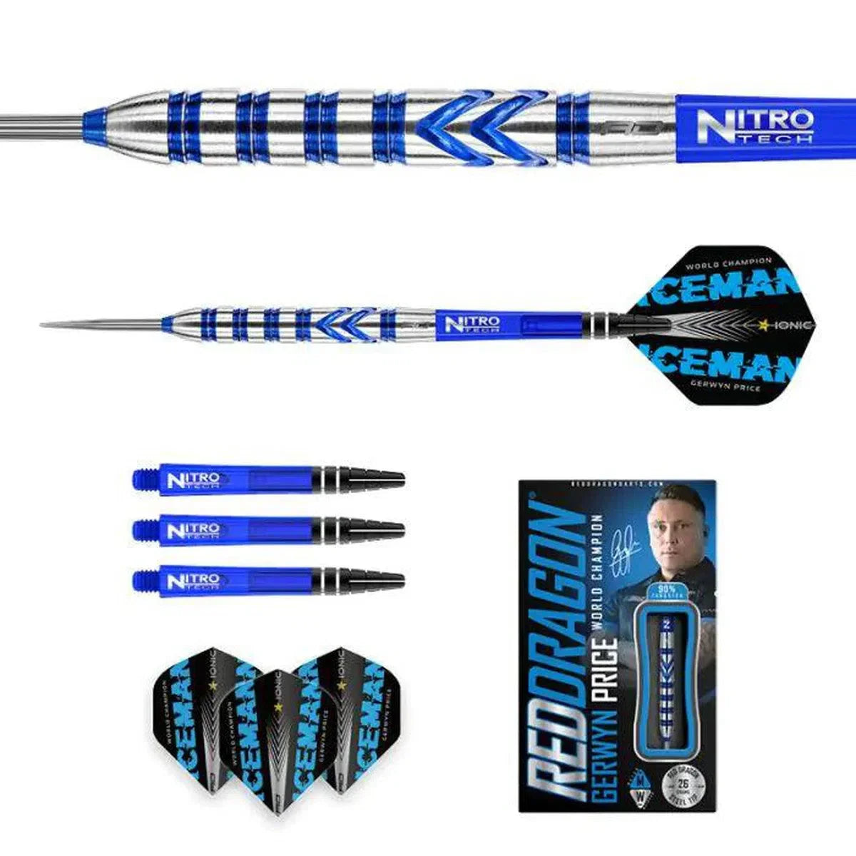 Red Dragon Gerwyn Price Blue Originals 90% Tungsten Steel Tip Darts - view 3