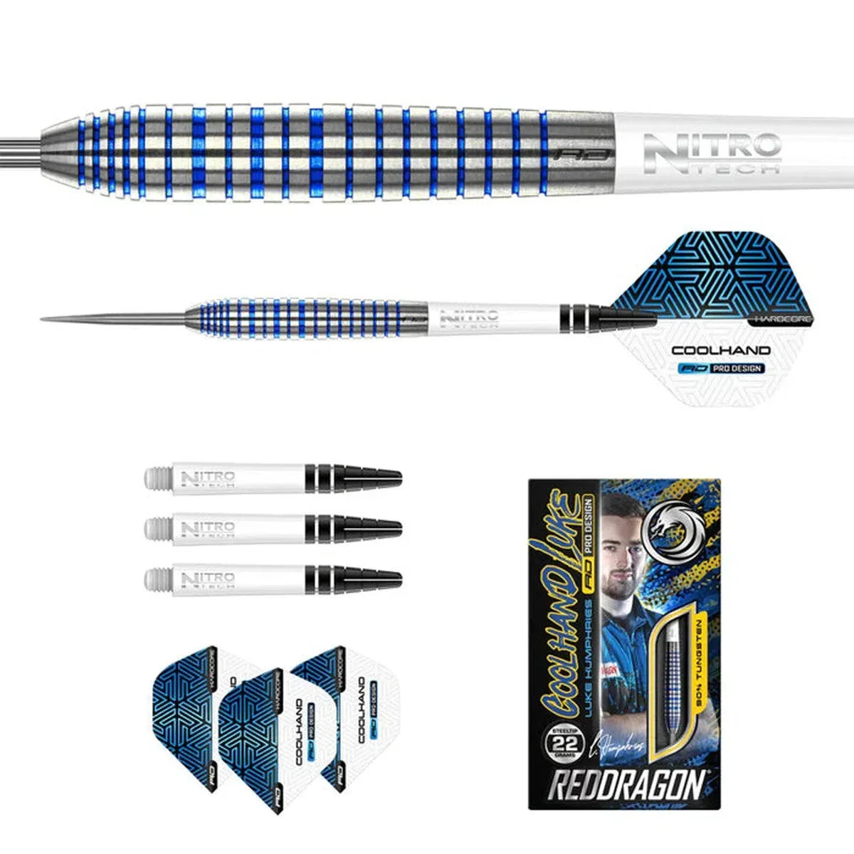 Red Dragon Luke Humphries TX3 Cool Blue SE 90% Tungsten Steel Tip Darts - view 3