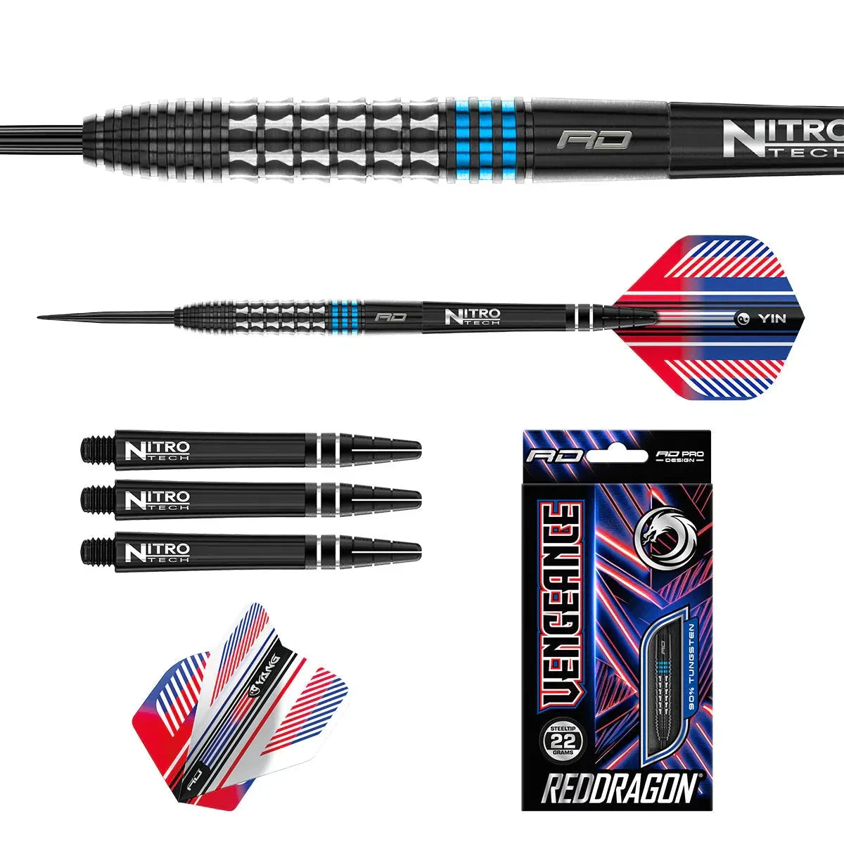 Red Dragon Vengeance Blue 90% Tungsten Steel Tip Darts - view 3