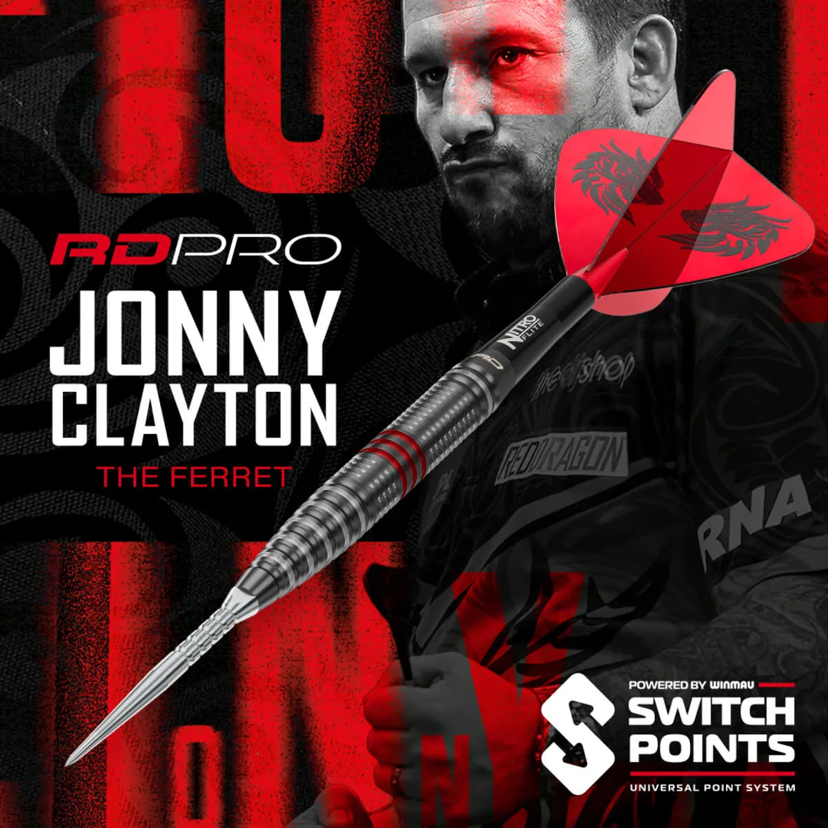 Red Dragon Jonny Clayton RD-PRO SP 90% Tungsten Steel Tip Darts - view 4