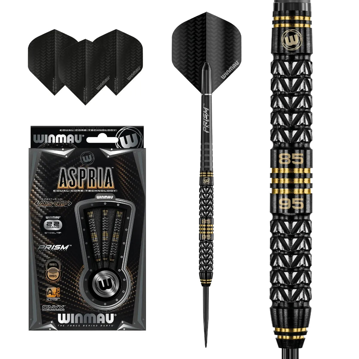 Winmau Aspria 95% / 85% Straight Tungsten Dual Core Technology Steel Tip Darts