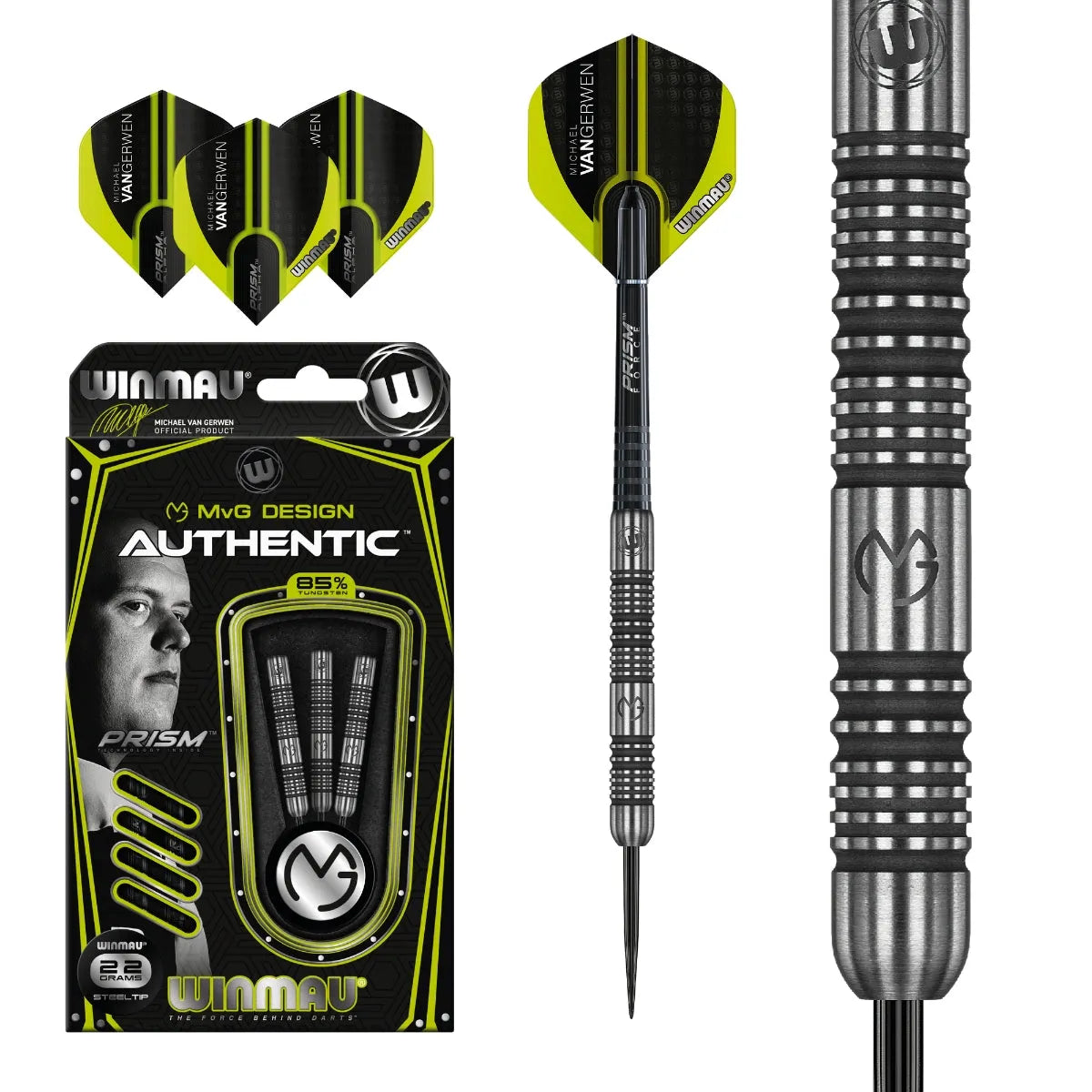 Winmau MvG Authentic 85% Tungsten Steel Tip Darts