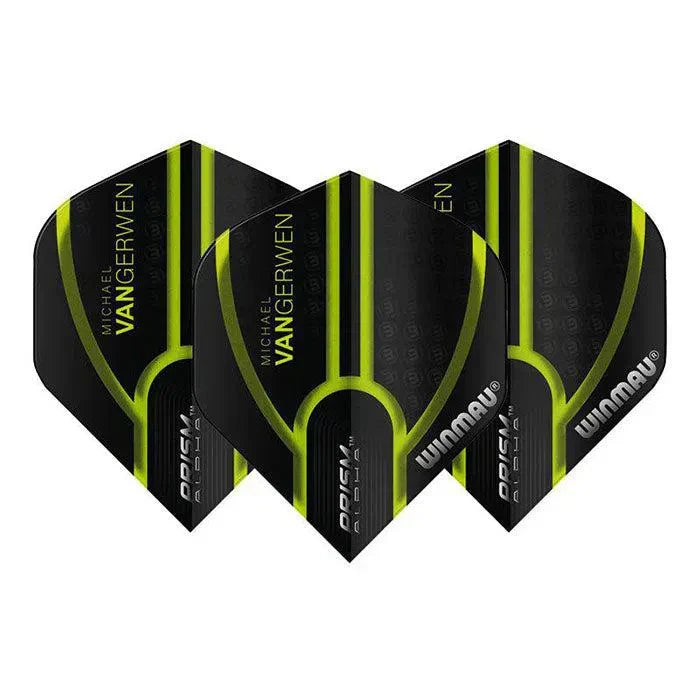 Winmau Prism Alpha MvG Extra Thick Standard Black & Green Flights - 6915-143