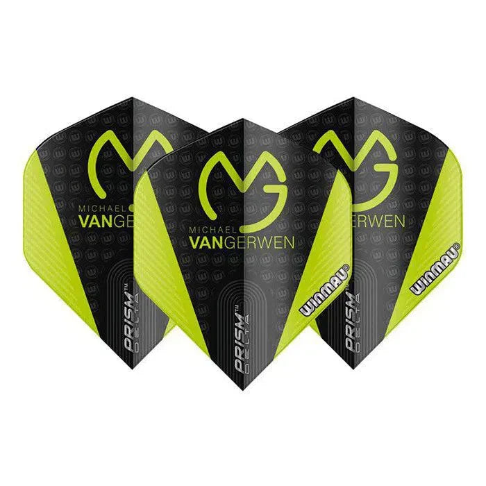 Winmau Prism Delta MvG Extra Thick Standard Black & Green Flights - 6915-207