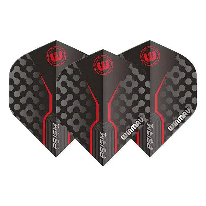 Winmau Prism Zeta Thick Extra Standard Black, Grey & Red Flights