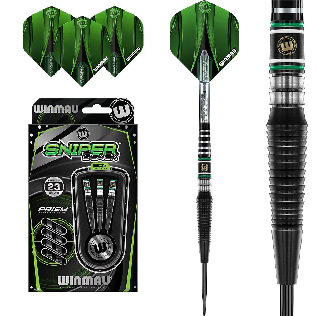Winmau Sniper Black Style 2 90% Tungsten Steel Tip Darts