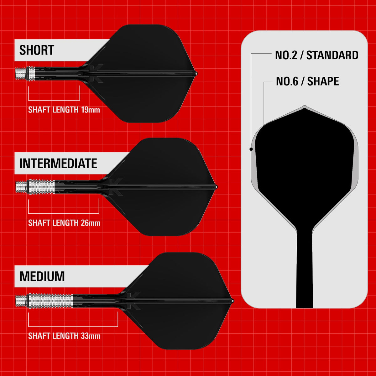 Target K-Shift Black Std/No.2 Medium Flights - 6