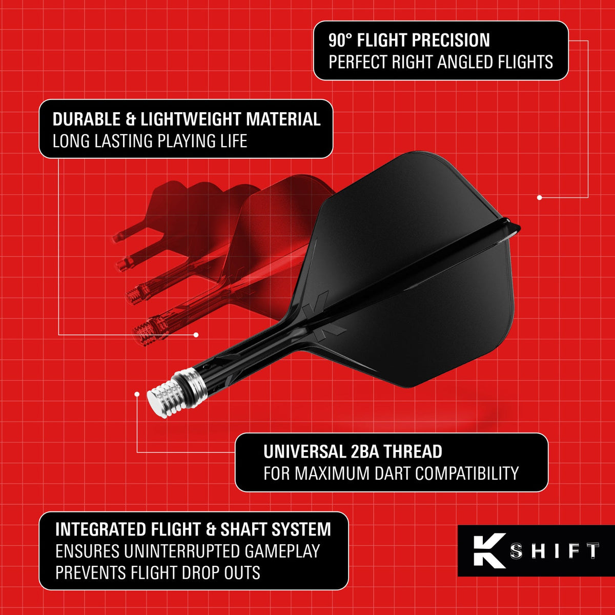Target K-Shift Black Shape/No.6 Medium Flights - 5