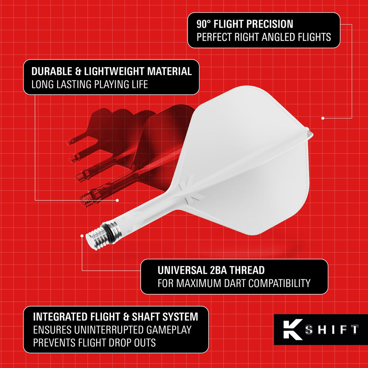 Target K-Shift White Std/No.2 Medium Flights - 5