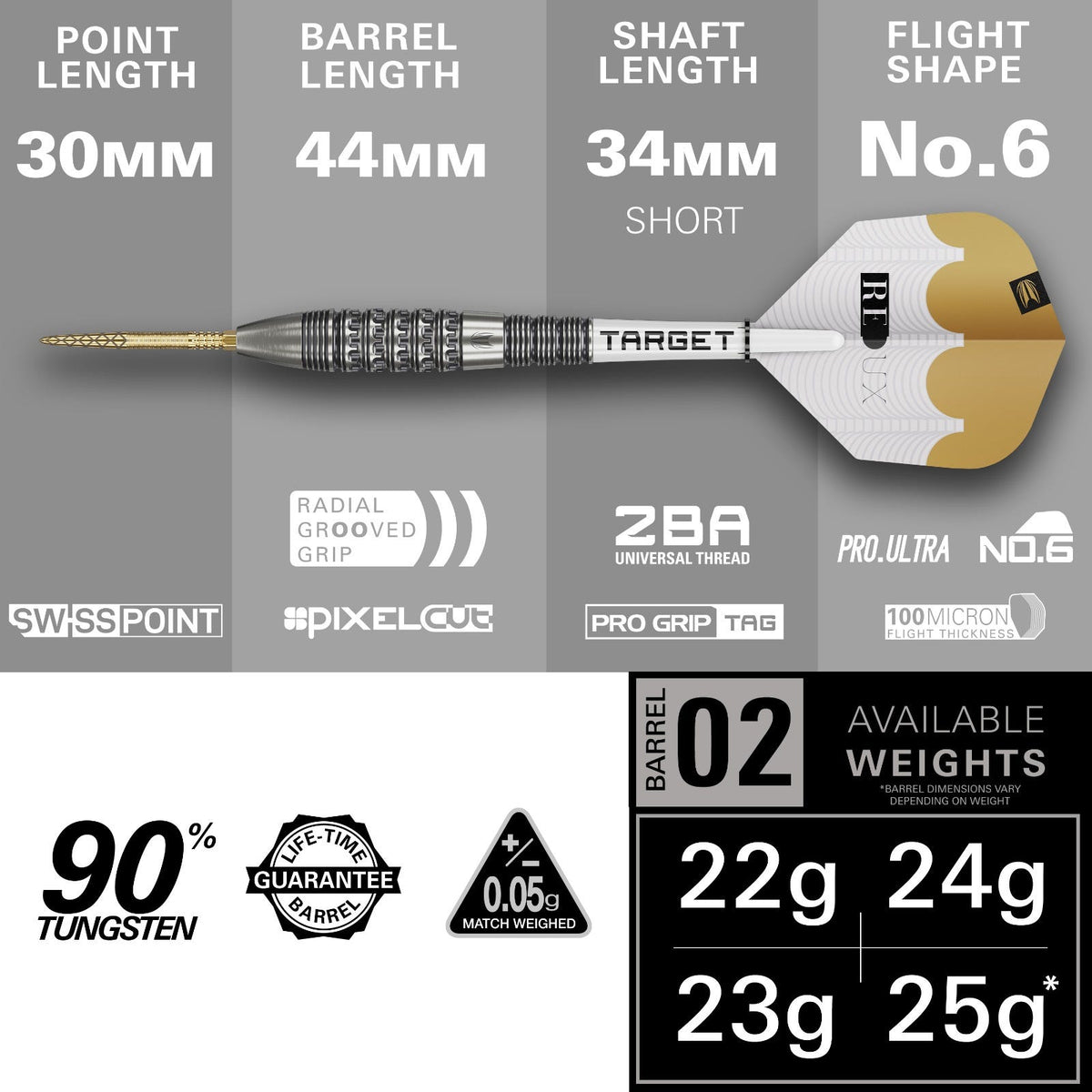 Target Redux 90% 02 Steel Tip Darts - 3
