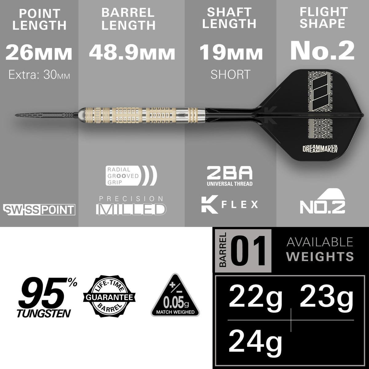 Target Dimitri Van Den Bergh 95k Steel Tip Darts - 4
