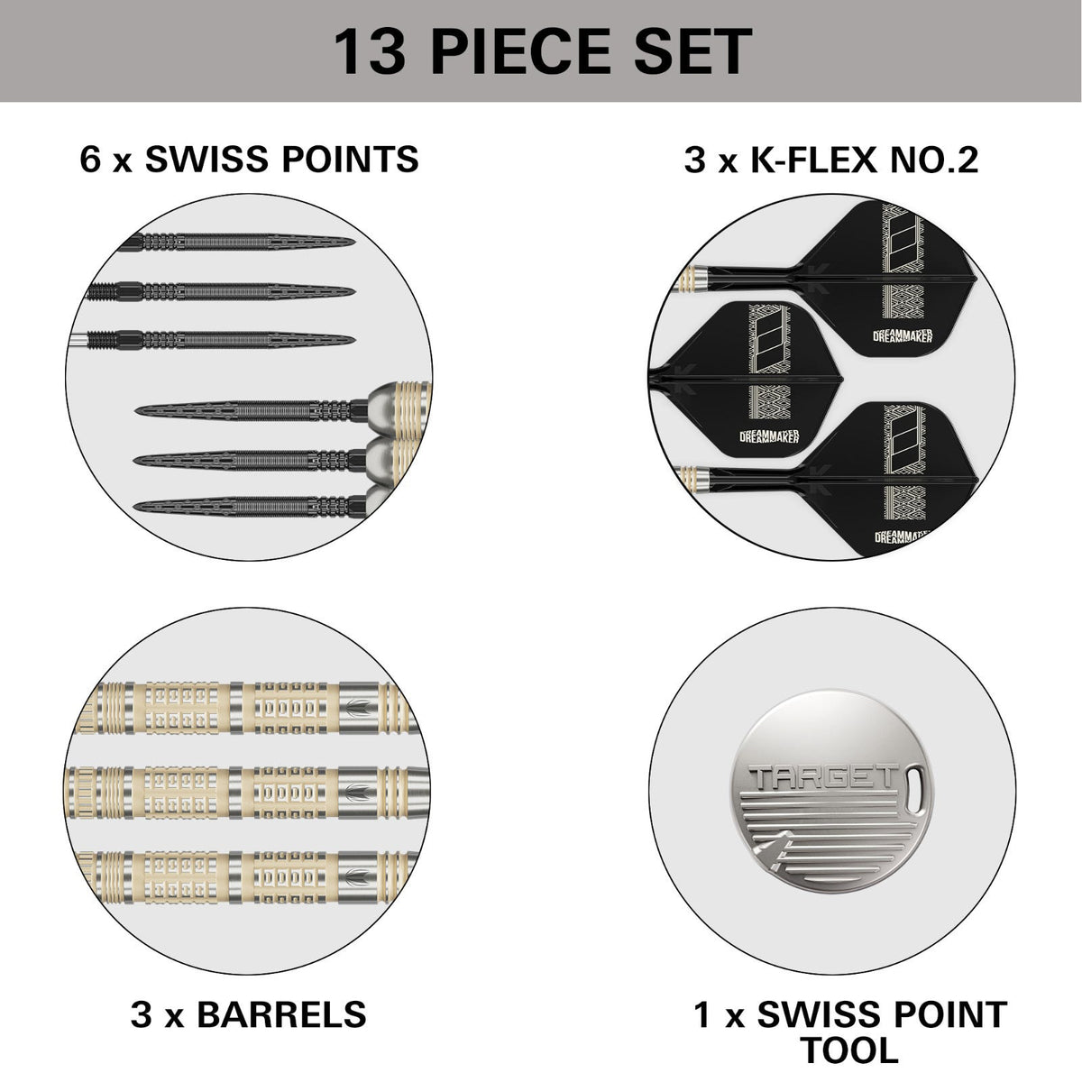 Target Dimitri Van Den Bergh 95k Steel Tip Darts - 6