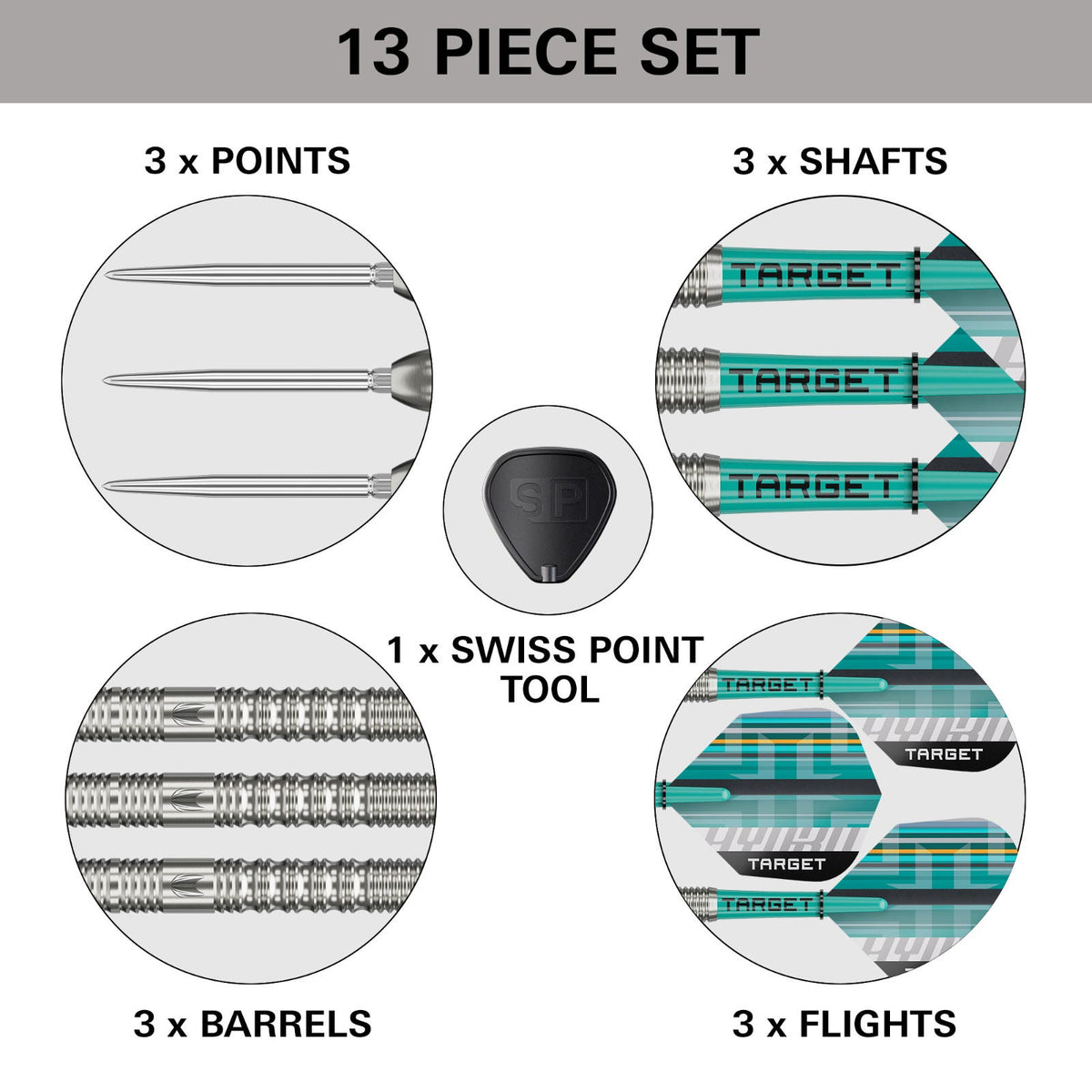 Target Hydro 90% 01 Steel Tip Darts - 5