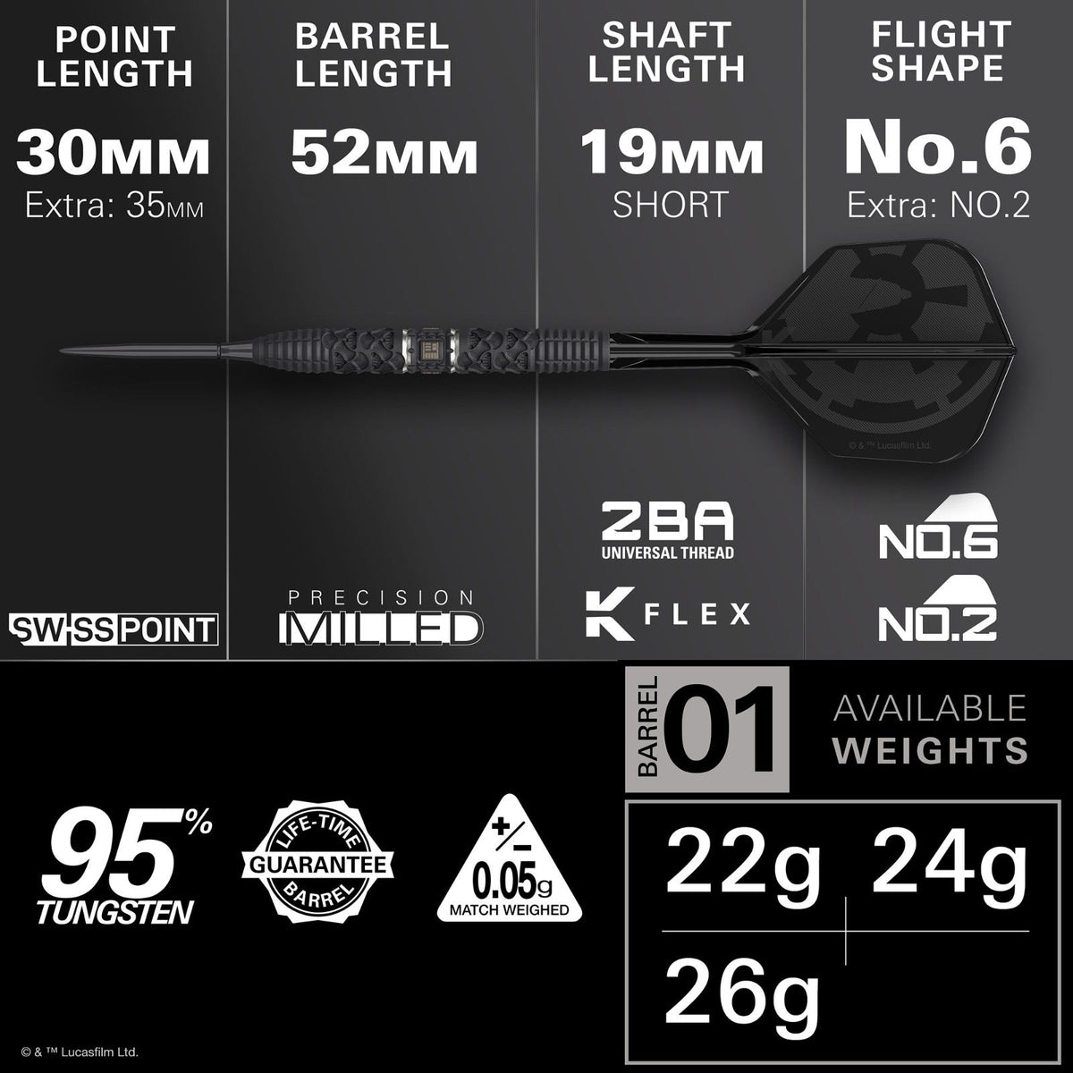 Target Darth Vader 95% Steel Tip Darts - 3