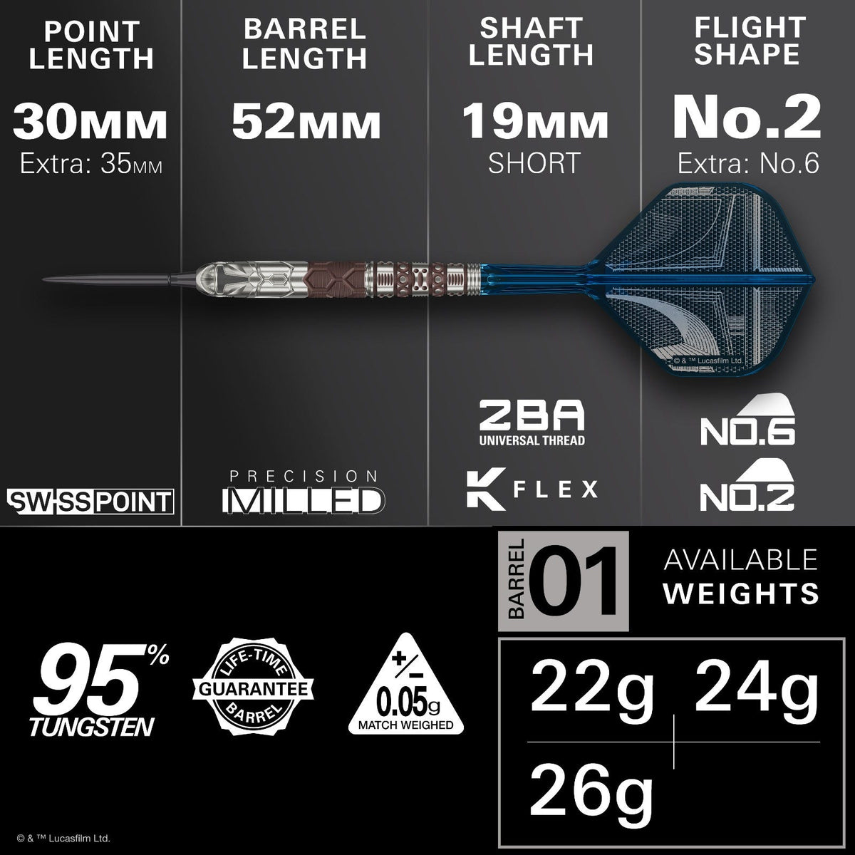 Target Star Wars Mandalorian 95% Steel Tip Darts - 3