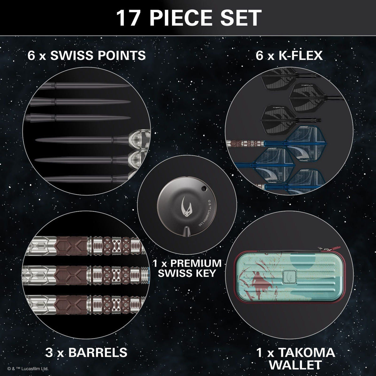 Target Star Wars Mandalorian 95% Steel Tip Darts - 5