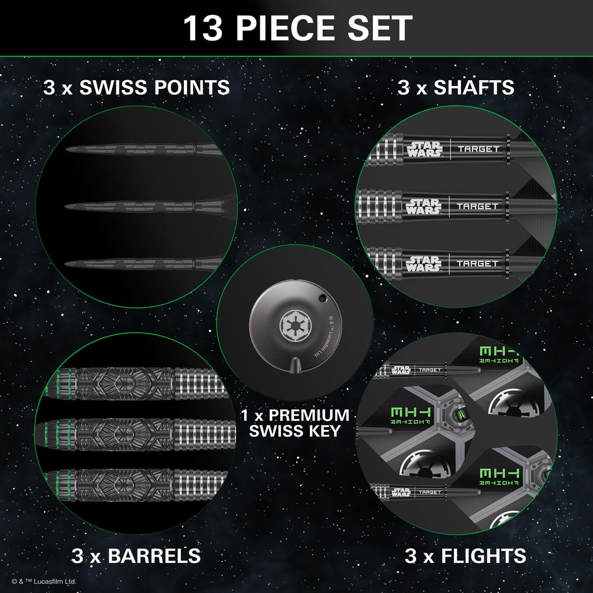 Target Star Wars Tie Fighter 90% Steel Tip Darts - 5
