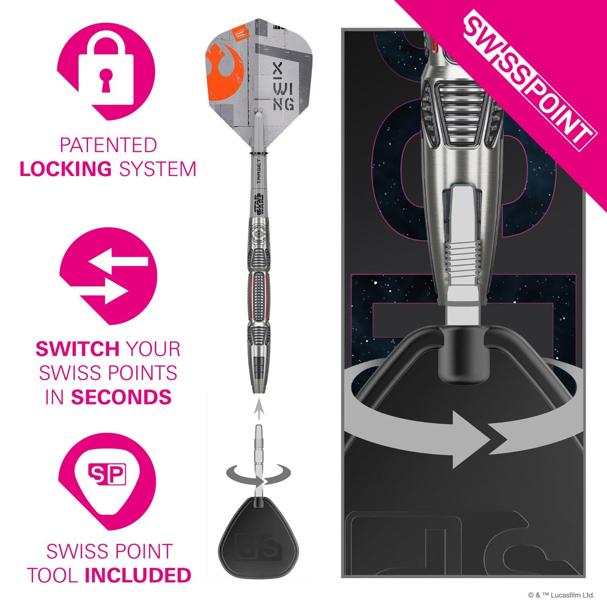 Target Star Wars X-Wing 90% Steel Tip Darts - 4