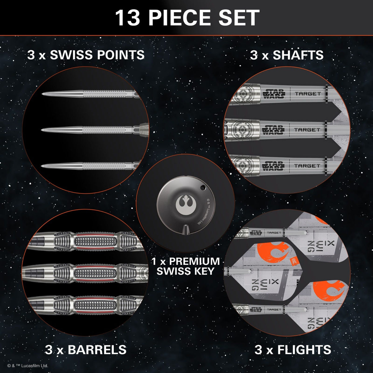 Target Star Wars X-Wing 90% Steel Tip Darts - 5